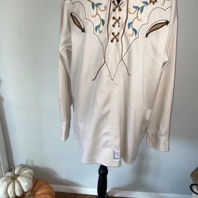 Panhandle Slim Ranchwear Bordado Floral Western Pullover Camisa Con Cordones Grande Foto 1 de 4