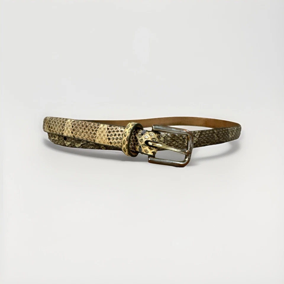 J. Cinturón de cuero genuino Crew para mujer elegante estampado de piel de serpiente talla pequeña 4/6 estilo de colección Foto 1 de 4