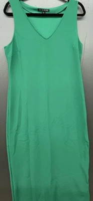 Maxi Vestido Boston Propio L Verde Elástico Abertura Navidad Vacaciones Informal Viaje Foto 1 de 4