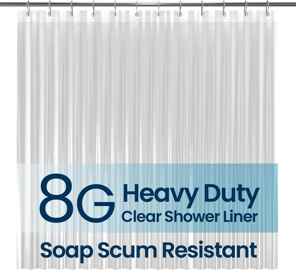 LiBa Clear Shower Curtain Liner Mildew Resistant Anti-Bacterial PEVA 72x72
