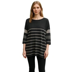 Chico's grauer Kaschmirpullover gestreift, Größe 12 - Bild 1 von 8