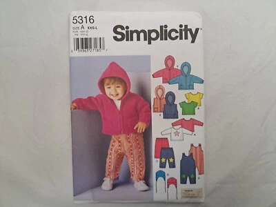 Simplicity - Babies Overall, Jacket/Vest, Pants, Knit Top & Hat (XXS-L) #5316 - Image 1 of 4