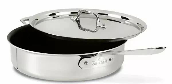 All-Clad D5 Polished NONSTICK 5-ply Stainless-Steel 3-Qt Saute Pan with lid