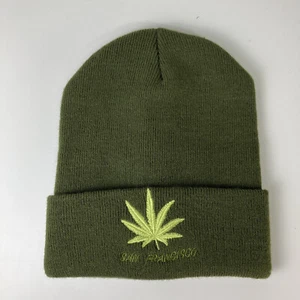 San Francisco Marijuana Beanie Cap Hat Cannabis Leaf Green  - Picture 1 of 5