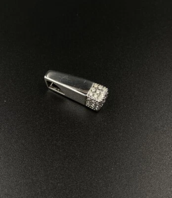 Pierre Lang PL Modeschmuck silberfarbener Anhänger länglich, glatt mit Steinen - Bild 1 von 4