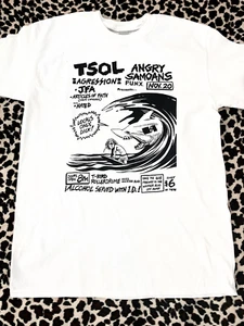 Vtg T.S.O.L. Band Punk Rock Flyer Heavy Cotton White T Shirt For Men UR176 - Picture 1 of 3
