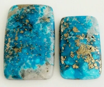 2 Rectangular 100% Genuine Persian Turquoise Cabochons 30.5-37mm - Image 1 of 4