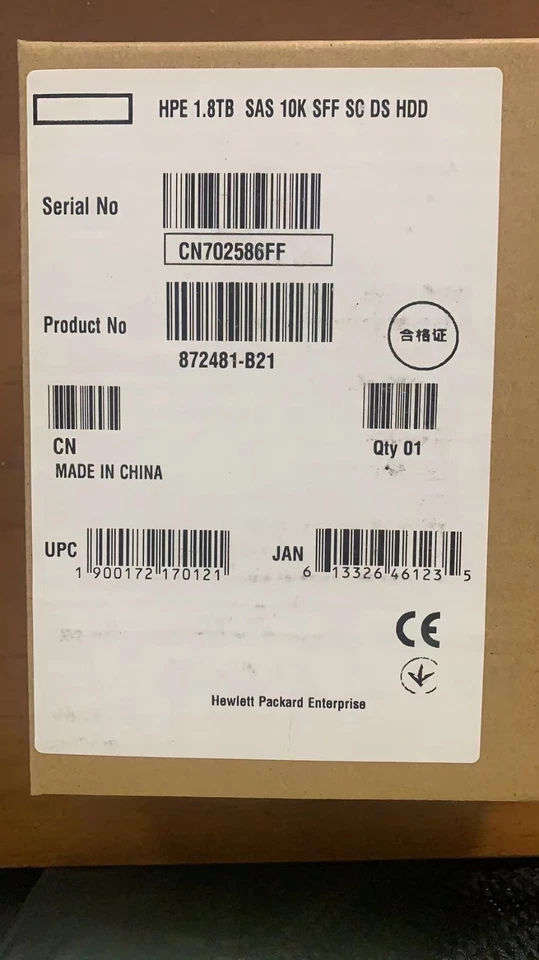 NEW HPE 872481-B21 872738-001 1.8TB SAS 10K 12Gb/s 2.5" SC 512E HDD Hard Drive - Image 1 of 4