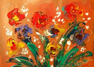 BLUMEN von Mark Kazav großes abstraktes modernes Original Ölgemälde POP ART ERG - Bild 1 von 1
