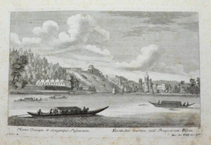c1730 Passau fürstlicher Garten mit Altstadt Kupferstich-Ansicht - Bild 1 von 1