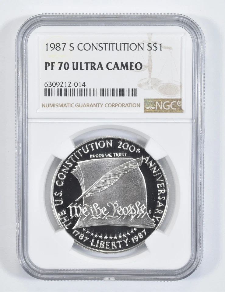 1987 S Constitution Commemorative Proof Silver Dollar NGC PF70 - Image 1 of 4