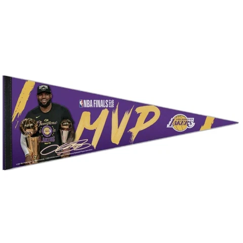 LA Lakers 2020 NBA Champions MVP Lebron James Purple 12x30 Premium Pennant Cover