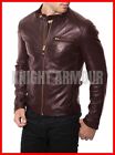Men's Genuine Lambskin Leather Jacket Bomber Biker Motorcycle Slim Fit Soft Coat