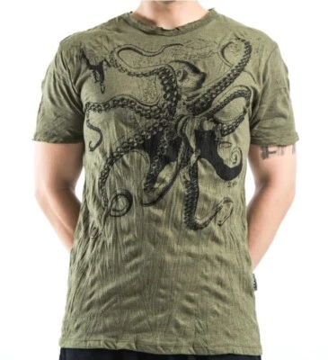 Octopus Kraken Sure Brand T-shirt Green Nautical Double Sided USA Seller NWT - Image 1 of 4