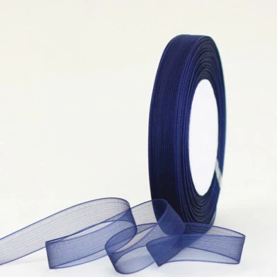 Lote de 50 yardas 13 mm cinta transparente de organza para decoración suministros hágalo usted mismo Foto 1 de 4