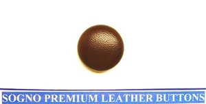 Brown genuine leather button MADE IN USA 3/4" (20 mm) jacket button, metal loop - Picture 1 of 8