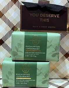 X2 EUCALYPTUS + SPEARMINT Bath & Body Works Bar Shea Butter Cleansing Soap - Picture 1 of 4