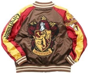 Harry Potter Gryffindor emblem Embroidery Sukajan Bomber Souvenir Jacket Unisex - Picture 1 of 9