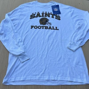 Deadstock Y2K VTG New Orleans Saints NOS Long Sleeve Spellout Logo Shirt - Picture 1 of 4