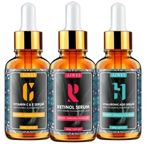 Face Serum Set - Includes Vitamin C Serum, Retinol Serum & Hyaluronic Acid Serum - Picture 1 of 8
