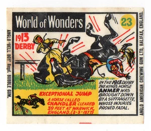 Anglo Wax Wrapper World of Wonders #23 1913 Derby Suffragette Interest - Picture 1 of 1