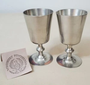Vintage Woodbury Pewterers Pewter Goblets Cups Set of 2 EUC - Picture 1 of 6