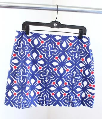 Vineyard Vines Whale Tail Geometric Print Embroidered Mini Skirt Size 10 Blue - Image 1 of 4