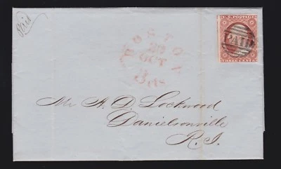 US 10 or 10a 1851 Issue 3c Washington Orange Brown on Cover (-003) - Image 1 of 3