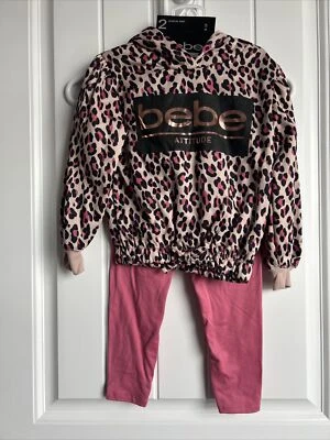 NEW NWT girls Size 6X BEBE Pink Hooded Cheetah Pant Set Outfit - Imagem 1 de 3