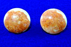 Vintage Earrings - Terracotta & Cream Lucite - Gold Filled 1/20 12K GF- Clip on  - Picture 1 of 3
