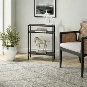 Meyer+Cross Console Table 22"L x 29.5"H x 8"D 2-Shelves Steel Blackened Bronze - Picture 1 of 8