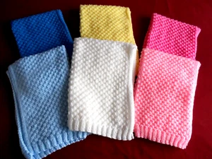 JOB LOT OF 6 LOVELY NEW HAND KNITTED BABY BLANKETS ASST: COLOURS - Picture 1 of 10