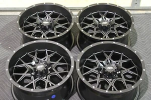 HONDA PIONEER 700 14" ITP HURRICANE BLK ALUMINUM ATV WHEELS (SET 4) IRSL5 - Picture 1 of 3