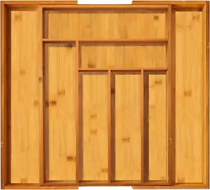 Silverware Organizer, Expandable Bamboo Utensil Drawer Organizer, Kitchen Drawer - Picture 1 of 19