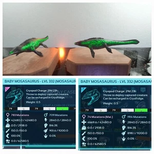 ARK ASCENDED PVE OFFICIAL PAIR BABY MOSA MONSTER HIGH STATUS PC/XBOX/PS5 - Picture 1 of 4