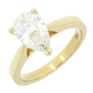 Lab-Created Diamond Ring 18ct Yellow Gold 1.76cts Pear Shape Diamond LGD049 - Picture 1 of 8