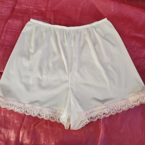 De Colección Transparente Sedoso Nylon Blanco Encaje Bragas Tap Shorts Lencería Abuela Panty Talla 12 - Imagen 1 de 6