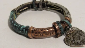 Friendship Bracelet, Vintage Design Bracelet, Stretch Bracelet, Metal Bead - Picture 1 of 8