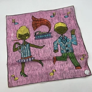 Vtg Lady Heritage Handkerchief Party Dancing Smoking Skandia 60s Novelty Hankie - Picture 1 of 6