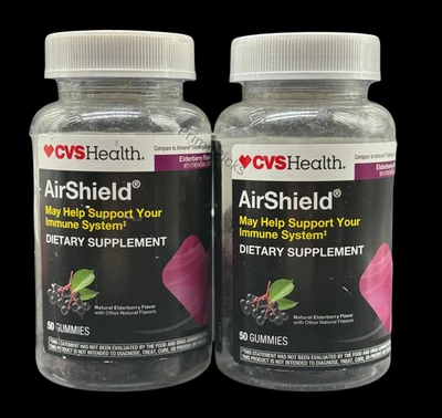🩺 Lote de 2 gomitas CVS Health AirShield Saúco Apoyo inmunológico 50ct cada una 🖤 Foto 1 de 4
