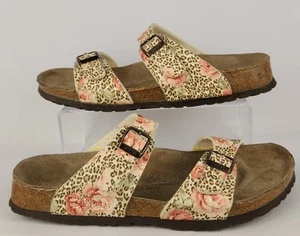 Birkenstock Birki’s Michele Leopard & Roses Leather Sandals Sz 40 260 L9 M7 READ - Imagen 1 de 20