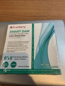 Cranberry 8166NS Smart Dental Dam Latex Unscented 6" X 6" 36 count Medium SEALED - Picture 1 of 2
