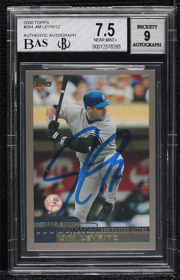Auténtico automático BAS 2000 Topps Jim Leyritz #384 BGS Foto 1 de 2