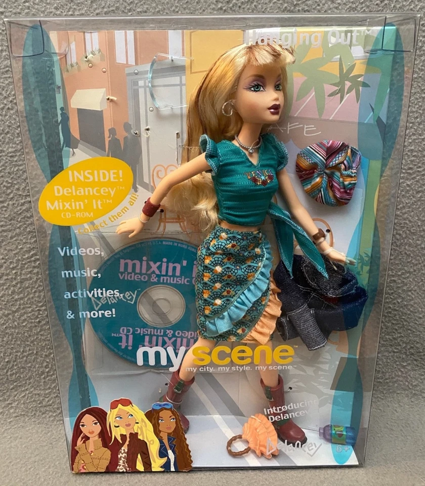 My Scene Delancey Doll Hanging out C1682 NRFB Barbie Mattel 2003 CD