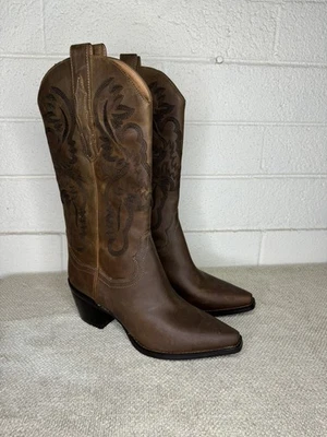 Bota occidental Jeffrey Campbell Dagget, cuero marrón envejecido, talla 7,5 Foto 1 de 4