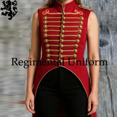 Colete vitoriano feminino Circus cintura vermelha e dourada - Jaqueta Ringmaster - Imagem 1 de 4