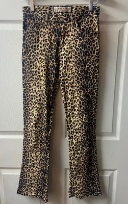 Pantalones de mezclilla acampanados con estampado animal guepardo originales Paris Blues para niños 3 elásticos Y2K Foto 1 de 4