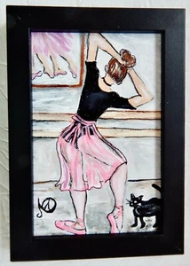 Original Acrylic Painting on 4"x6" Canvas Panel Framed Called Going to Practice - Bild 1 von 2
