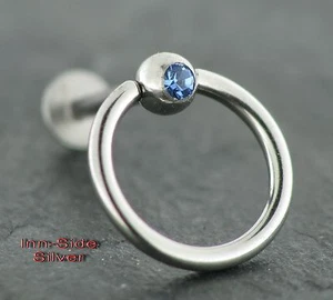 Piercing Labret BCR Lippenpiercing Tragus Ohr Kristall blau - Bild 1 von 1