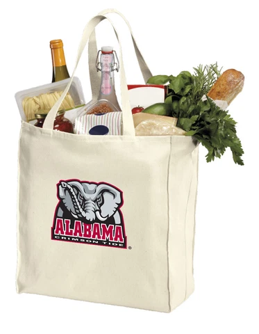 University of Alabama Grocery Bag Shopping Bags Tote 100% NATURAL COTTON SHOPPER Cover